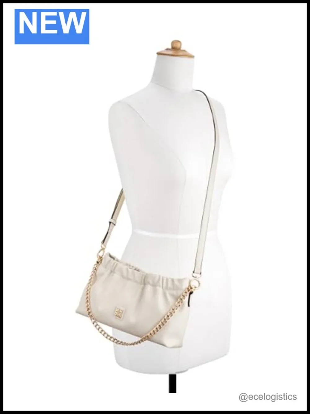 Convertible Satchel Handbag with Chain Strap - Faux Leather